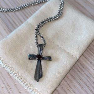James Avery Garnet Cross Necklace